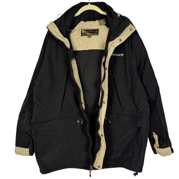 Timberland Vintage Y2K Full Zip Hooded Utility Cargo Windbreaker Jacket Sz Large - Picture 2 of 15